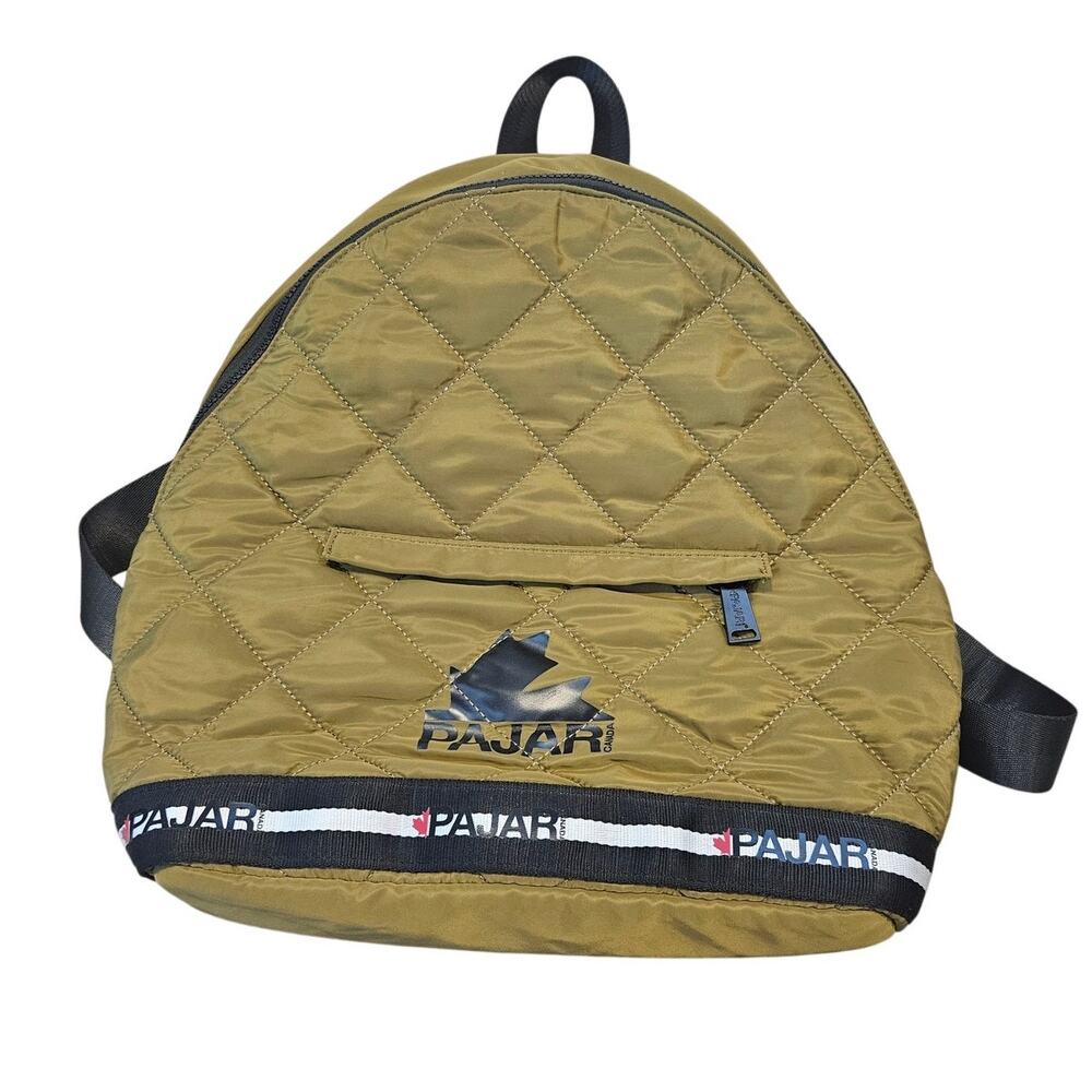 Pajar Canada Womens Olive Green Quilted Backpack Outdoor Travel Bag Minimalist